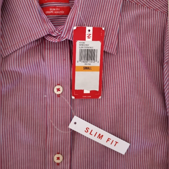 IZOD Mens Vintage Pin Striped Long Sleeve Button Down Dress Shirt Size Small - Picture 11 of 16